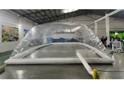 Custom 15.5x6.5m Continuous Inflatable Pool Tent with Dual Fixation System
