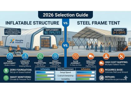 2026 Selection Guide: Inflatable Structures vs. Steel Frame Tents for Temporary Warehousing