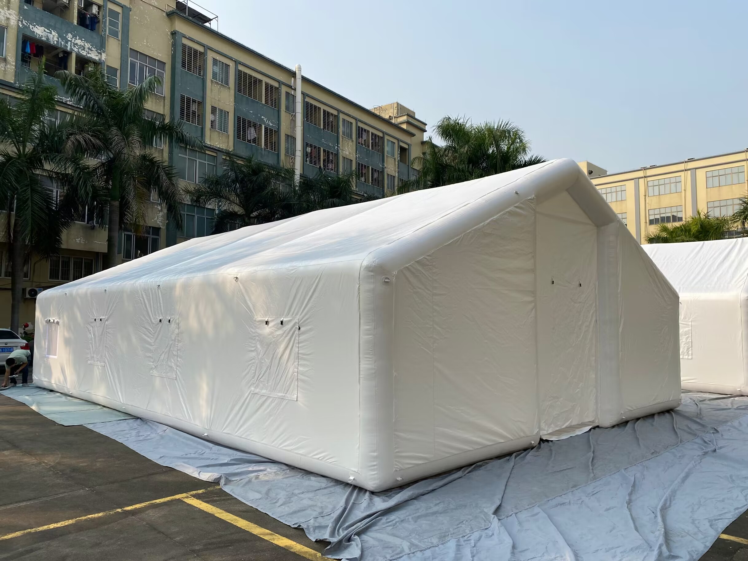 Inflatable white tent made of heavy-duty PVC tarpaulin