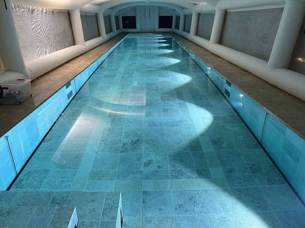 Winter pool cover setup from US customer