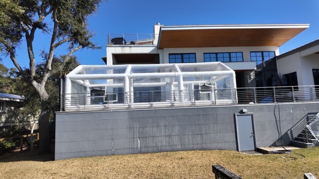 Final secure installation of pool dome