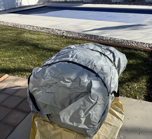 Unpacking custom inflatable pool dome from factory