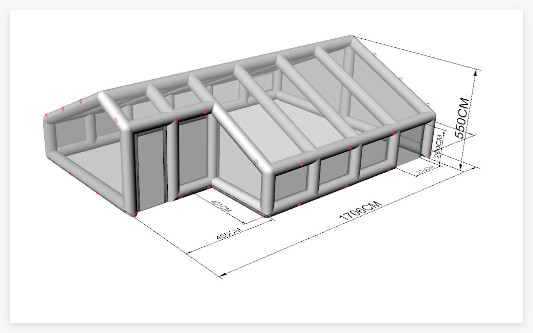 3D design rendering for custom inflatable pool enclosure