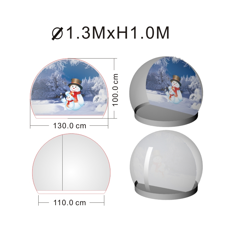 3m Inflatable Snow Globe Dome for Christmas Events and Outdoor Parties