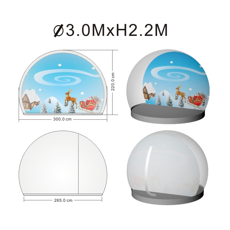 3m Inflatable Snow Globe Dome with LED Lighting for Nighttime Parties