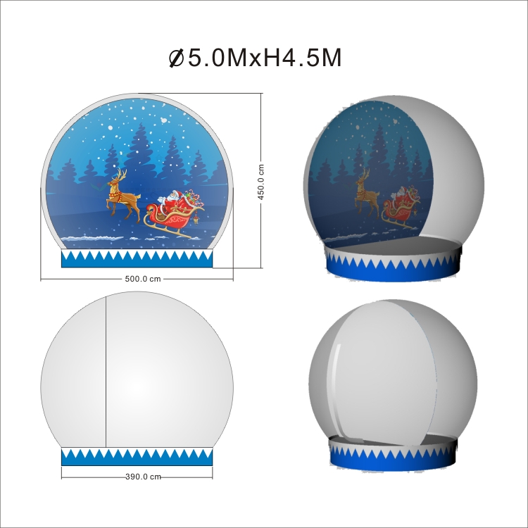 5m Luxury Inflatable Snow Globe Dome Tent with Inflatable Base for Large Events