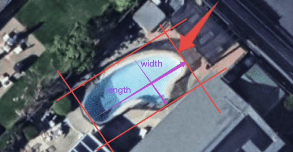 Measuring freeform and kidney shaped pools for inflatable enclosures
