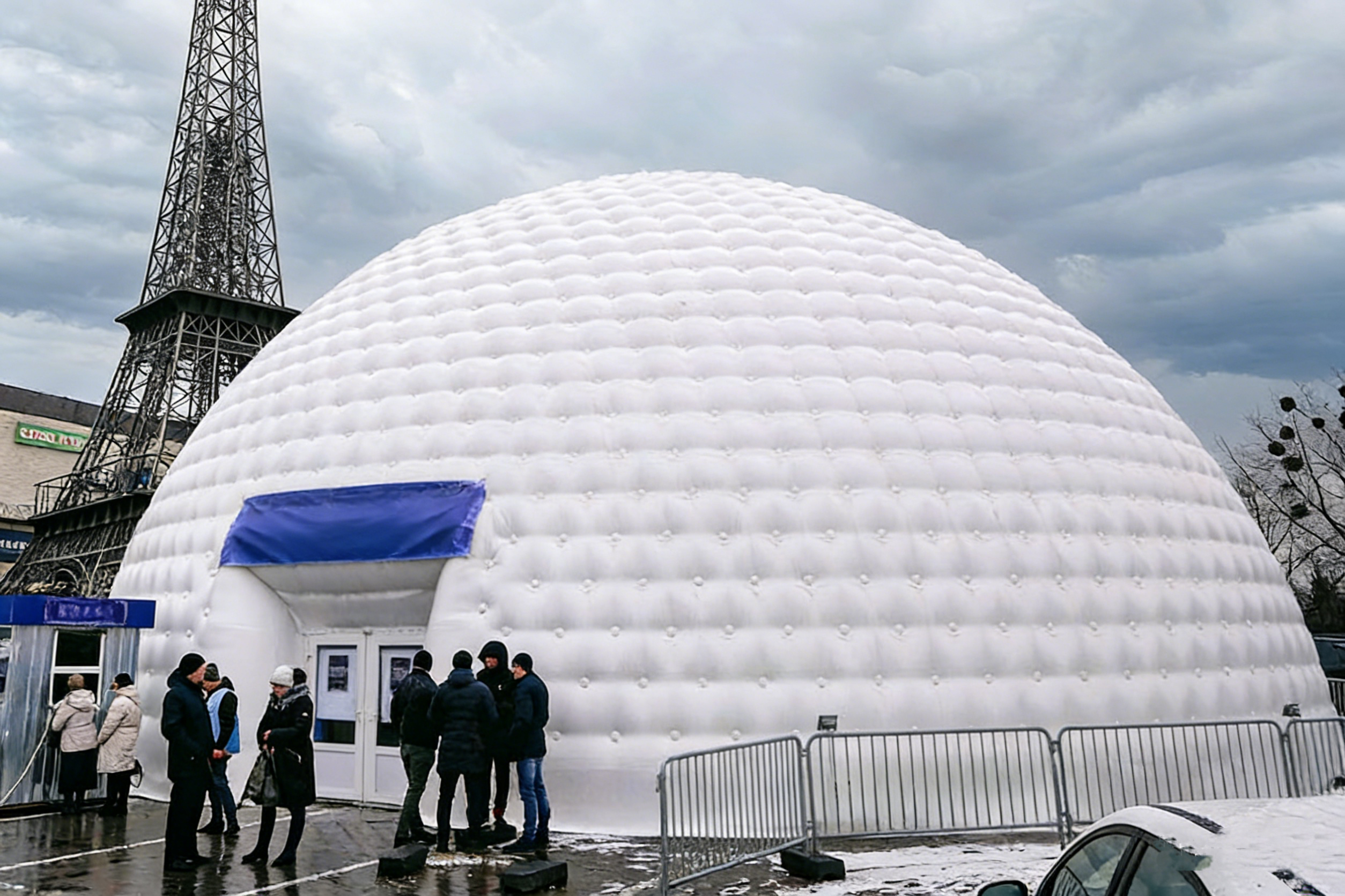 Inflatable dome tent