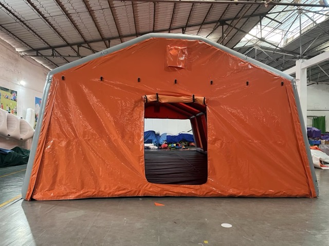 Inflatable disaster relief shelter
