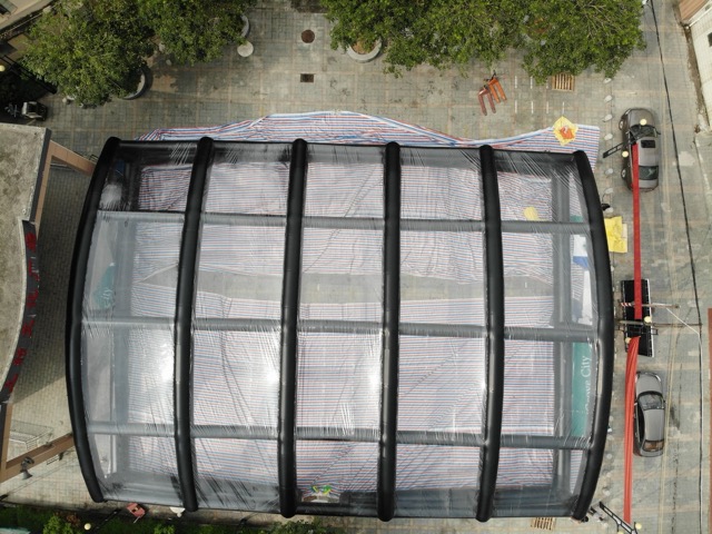 Football tent side view