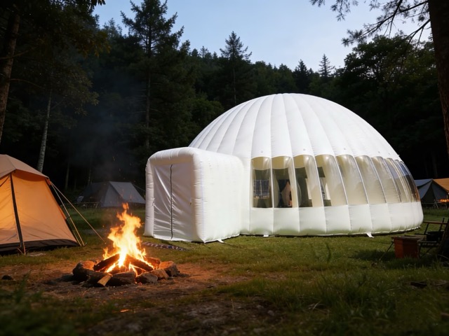 white igloo tent side view