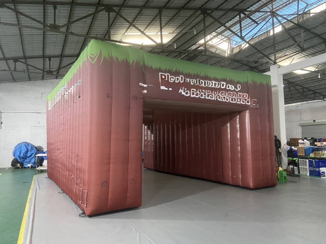 Grass-Top Earth-Tone Inflatable Tunnel Arch