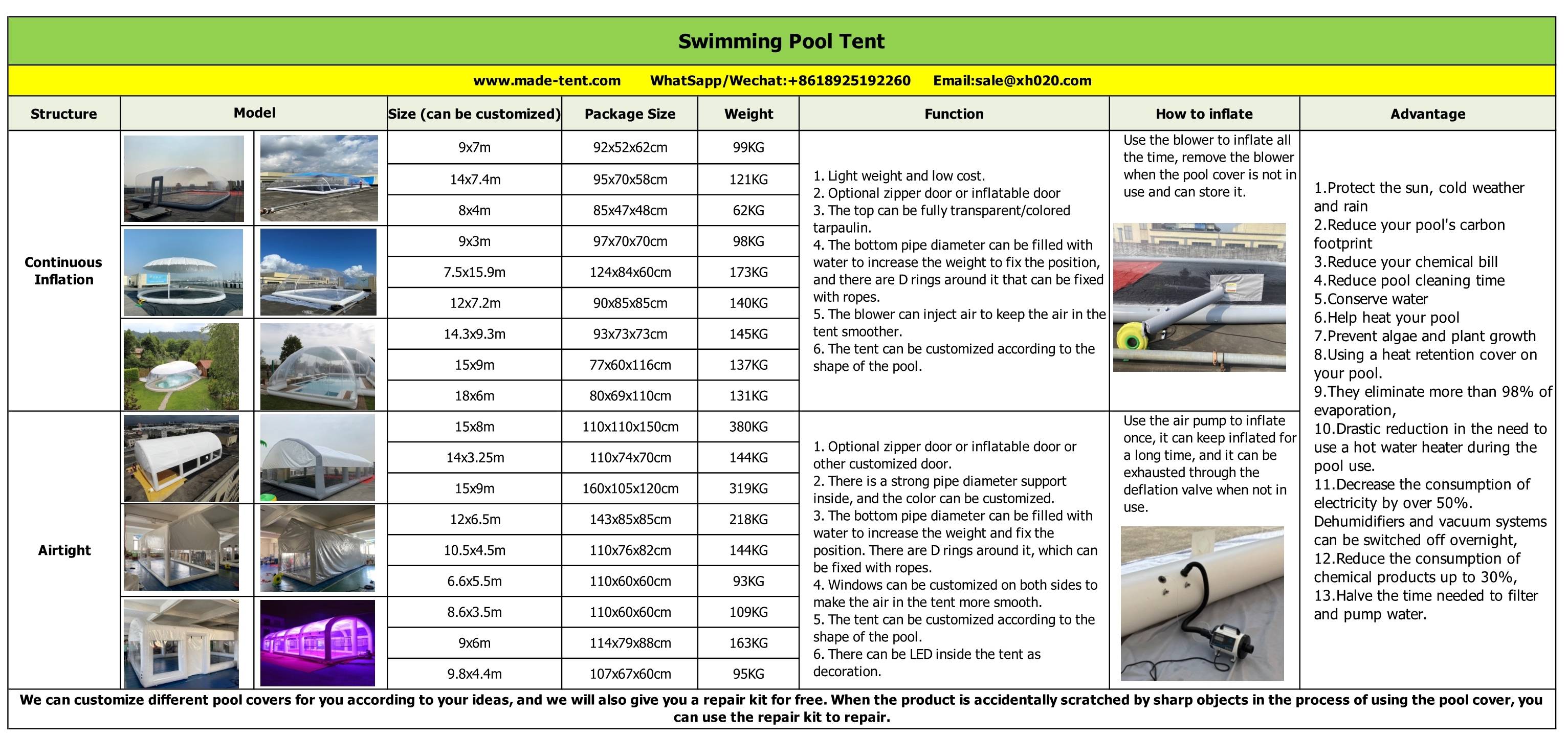 Inflatable Pool Cover Dome for Outdoor Pool | Xiang Hui He&reg;